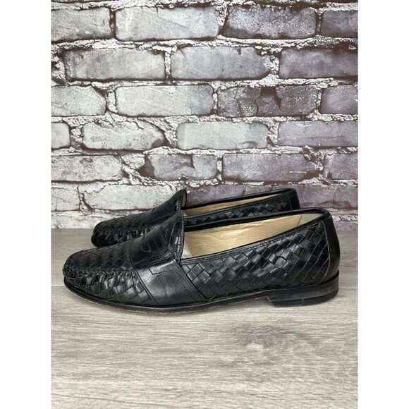 Cole Haan Black Leather Basket Weave Penny Loafers Dress Shoes Men’s 12M US/45EU - Picture 1 of 16